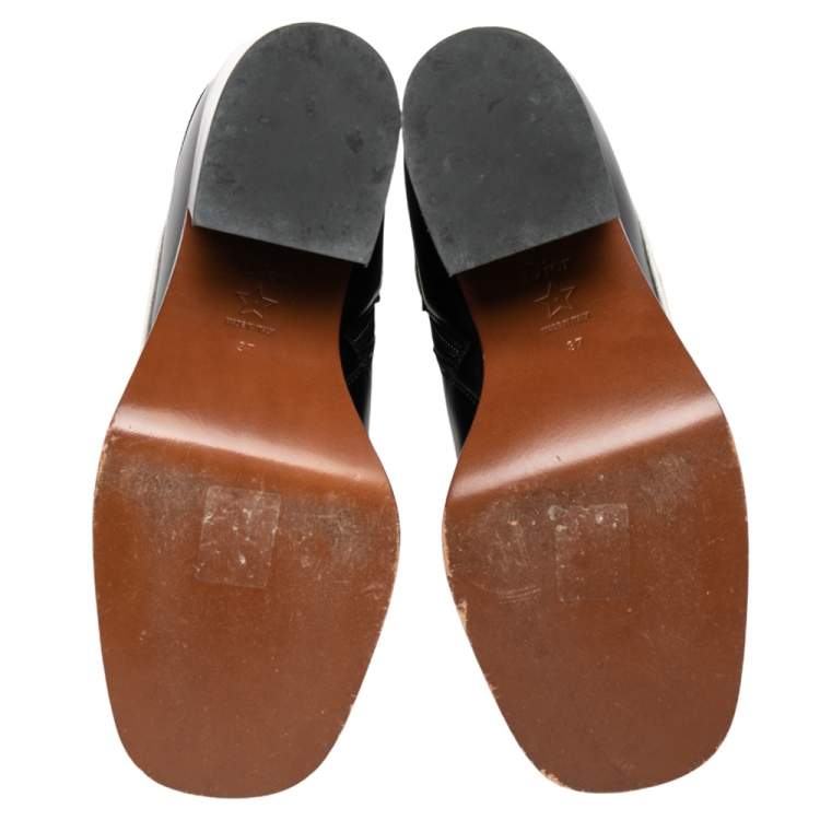 Pre Owned Dior Black/Red Leather Diorally Ankle Length Boots Size 37