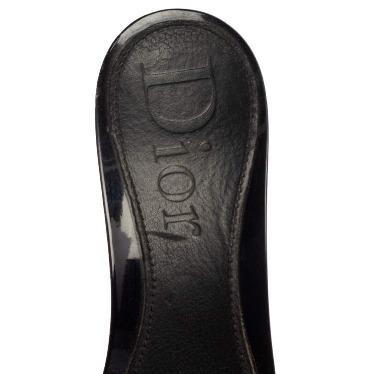 Pre Owned Dior Black Leather D Charm Slide Sandals Size 40