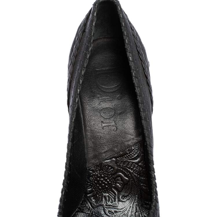 Pre Owned Dior Black Leather Country Horn Pumps Size 38