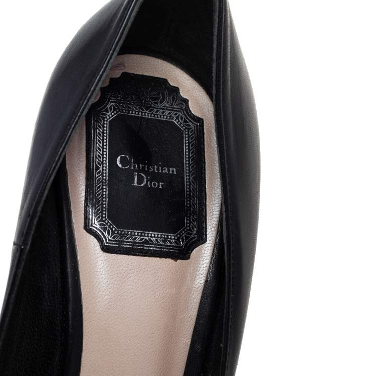 Pre Owned Dior Black Leather Miss Dior Peep Toe Pumps Size 37