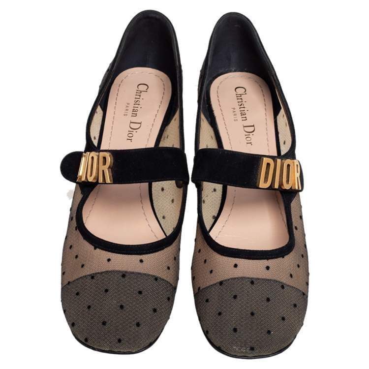 Pre Owned Dior Black Suede And Mesh Baby-D Mary Jane Pumps Size 40