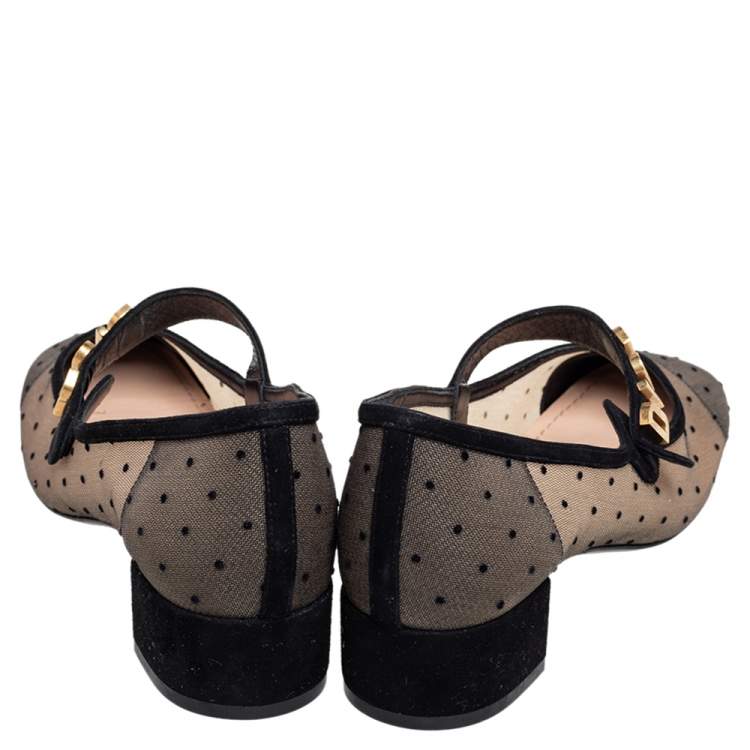 Pre Owned Dior Black Suede And Mesh Baby-D Mary Jane Pumps Size 40