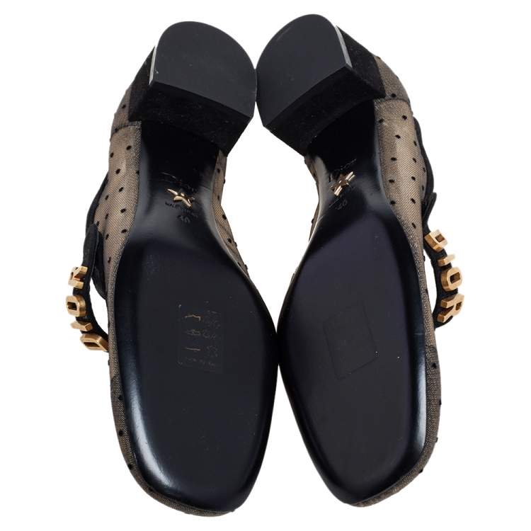 Pre Owned Dior Black Suede And Mesh Baby-D Mary Jane Pumps Size 40