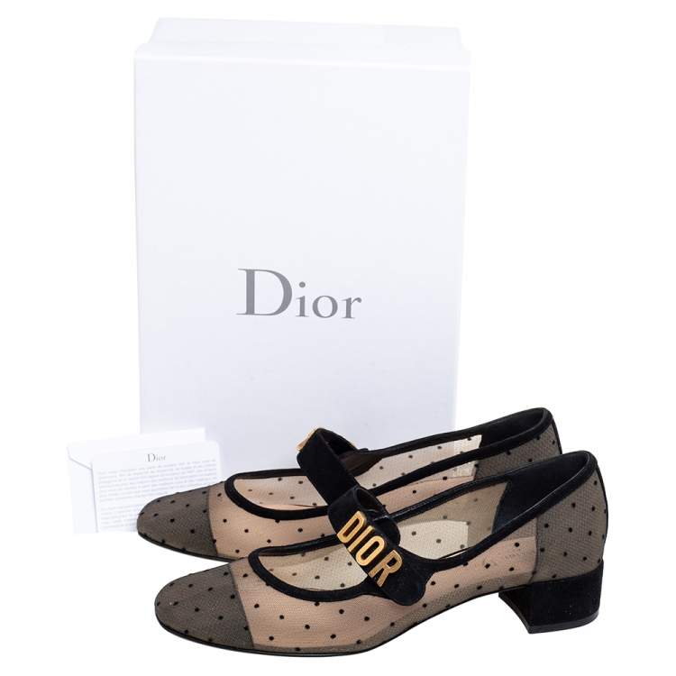 Pre Owned Dior Black Suede And Mesh Baby-D Mary Jane Pumps Size 40