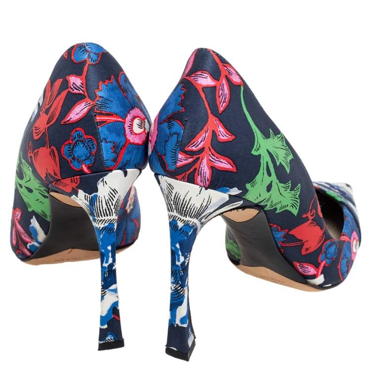 Pre Owned Dior Multicolor Floral Printed Canvas Pointed Toe Pumps Size 40