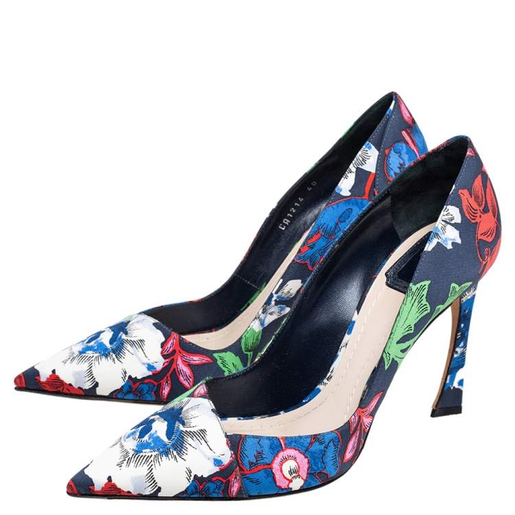 Pre Owned Dior Multicolor Floral Printed Canvas Pointed Toe Pumps Size 40
