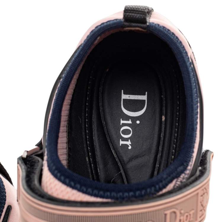 Pre Owned Dior Pink Sequin Embellished Fabric And Mesh Fusion Sneakers Size 38