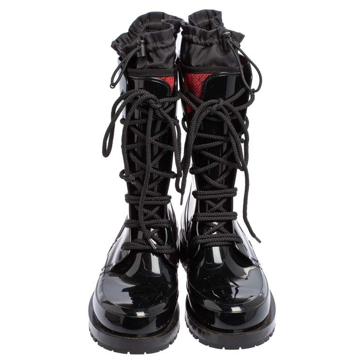 Pre Owned Dior Black Glossy Rubber Diorcamp Ankle Boots Size 40