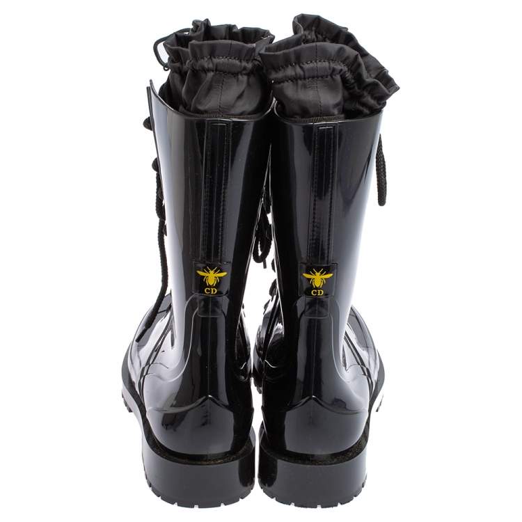 Pre Owned Dior Black Glossy Rubber Diorcamp Ankle Boots Size 40
