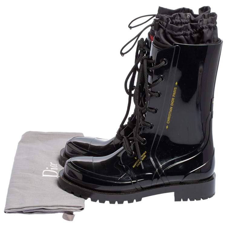 Pre Owned Dior Black Glossy Rubber Diorcamp Ankle Boots Size 40