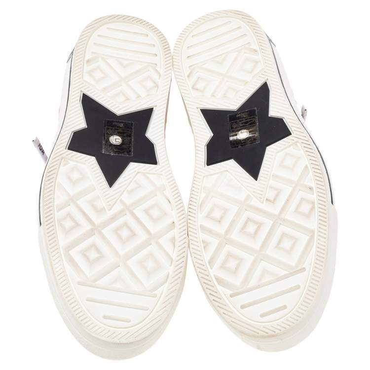 Pre Owned Dior Beige Knit And Leather Walk'N'Dior High Top Sneakers Size 39