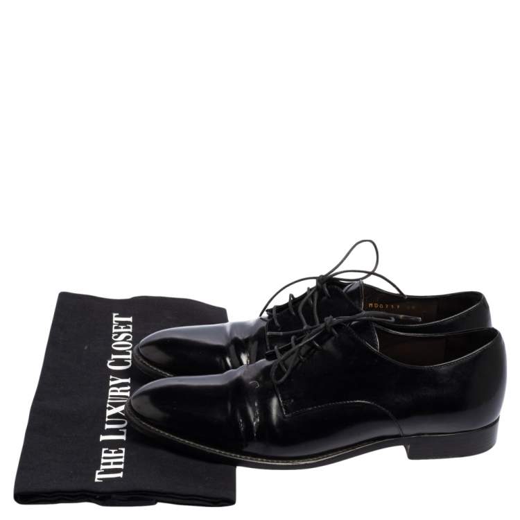 Pre Owned Dior Black Patent Leather Lace Derby Size 38