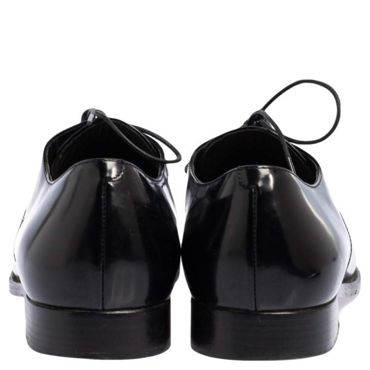 Pre Owned Dior Black Patent Leather Lace Derby Size 38
