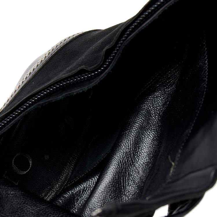Pre Owned Dior Black Suede And Leather CD Logo Ankle Boots Size 37