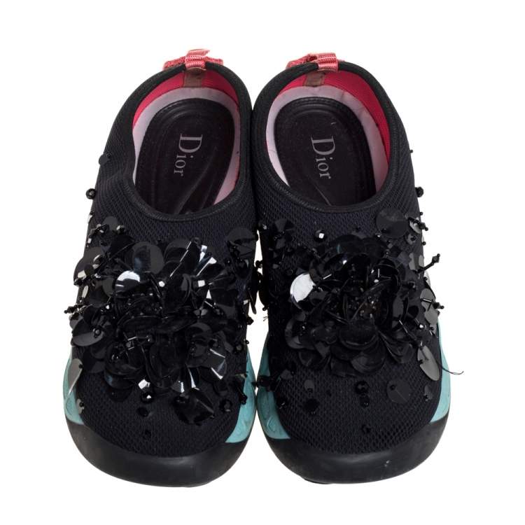 Pre Owned Dior Black Mesh Fusion Sneakers Size 39