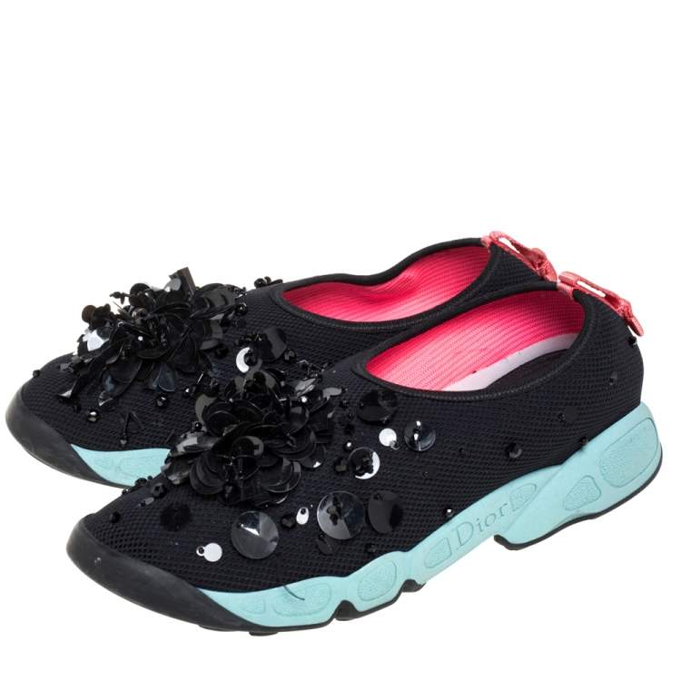 Pre Owned Dior Black Mesh Fusion Sneakers Size 39