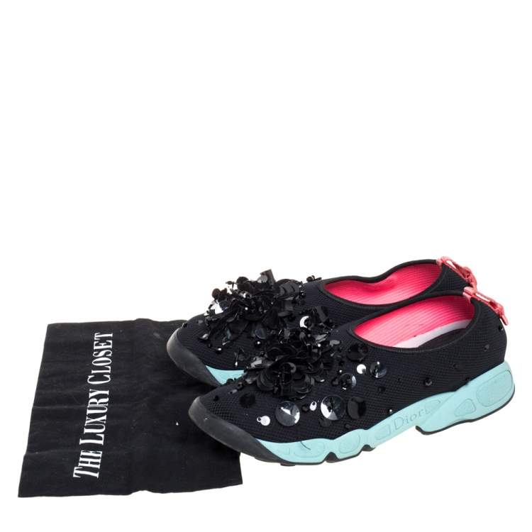 Pre Owned Dior Black Mesh Fusion Sneakers Size 39