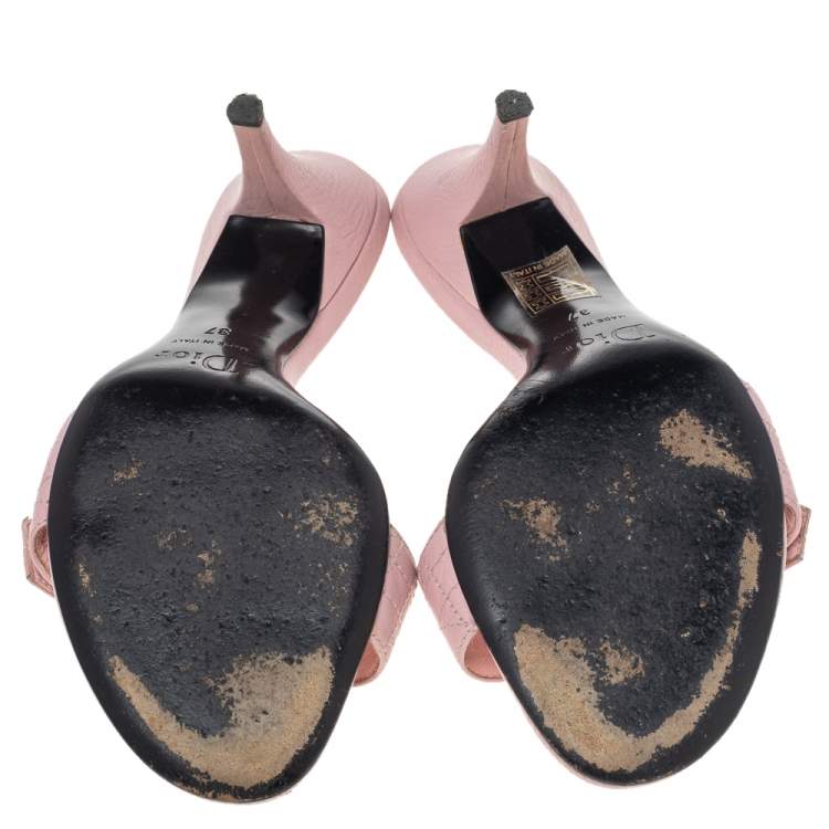 Pre Owned Dior Pink Cannage Leather Buckle Slide Sandals Size 37