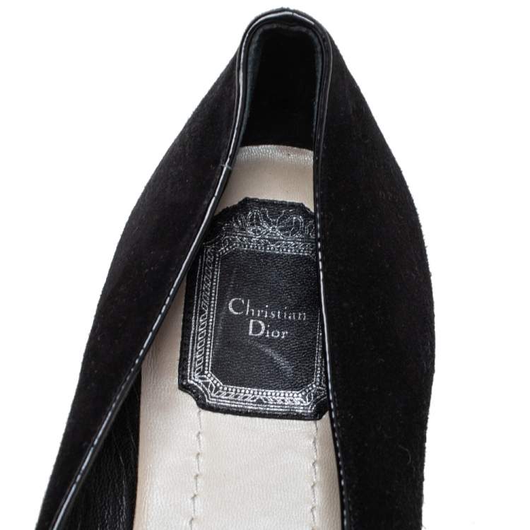 Pre Owned Dior Black Suede Sequin Embellished Flats Size 39