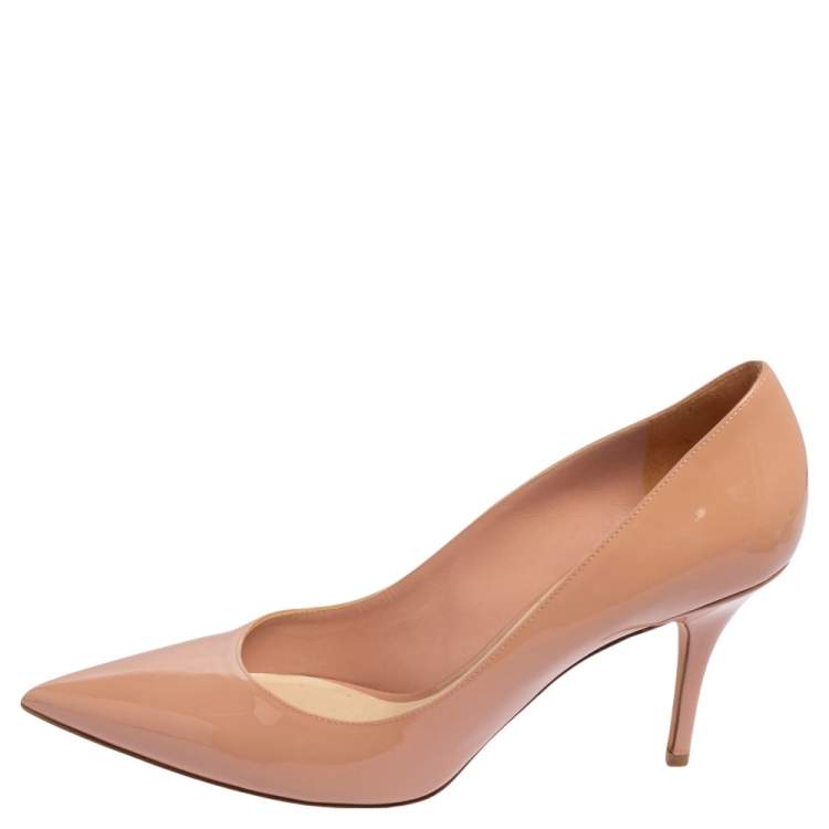 Pre Owned Dior Beige Patent Leather Pointed Toe Pumps Size 39.5