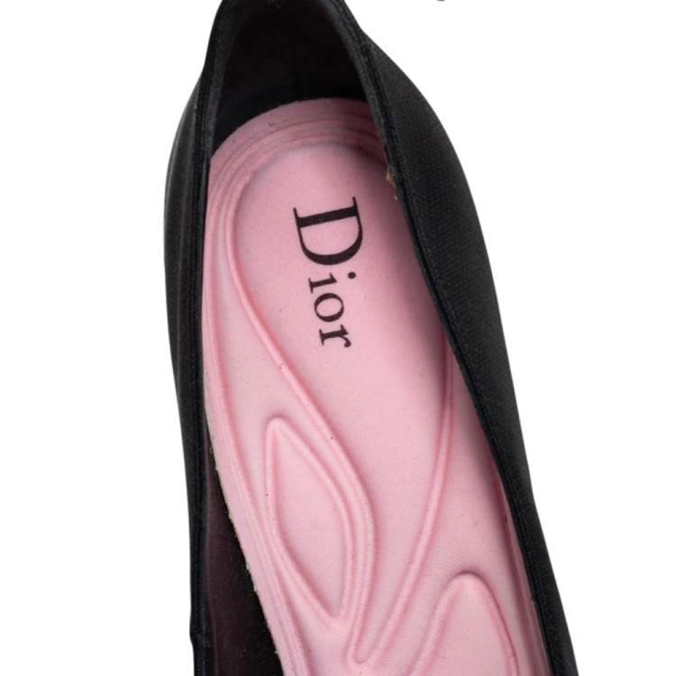 Pre Owned Dior Black Canvas Pointed Toe Ankle Strap Pumps Size 39.5