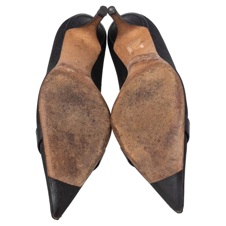 Pre Owned Dior Black Diorissimo Canvas And Leather Pointed Toe Pumps Size 40