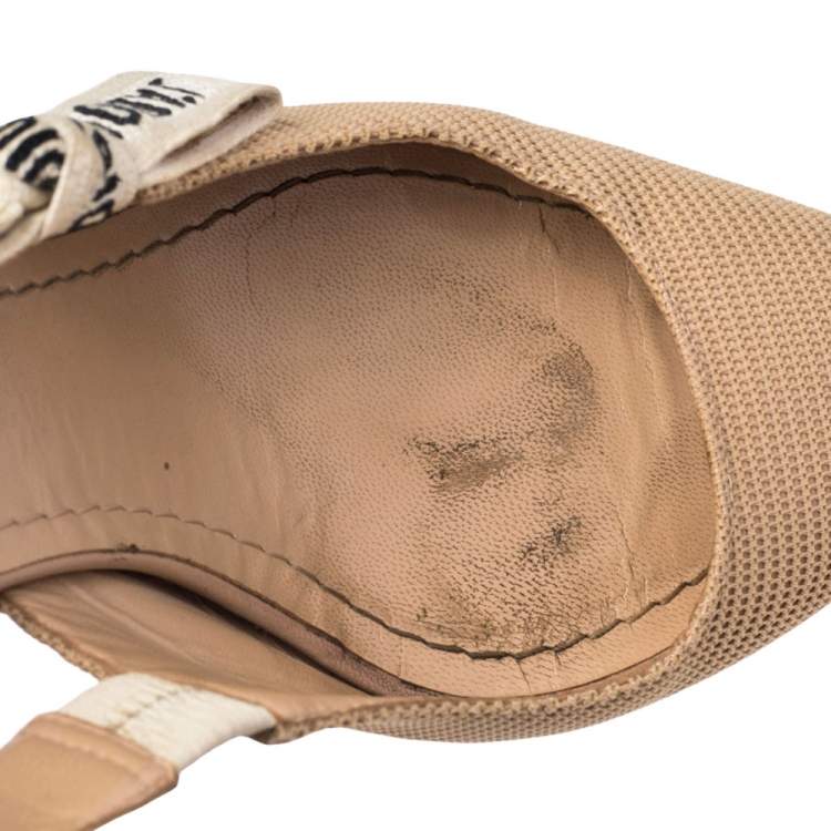 Pre Owned Dior Beige Canvas J'Adior Slingback Sandals Size 37.5