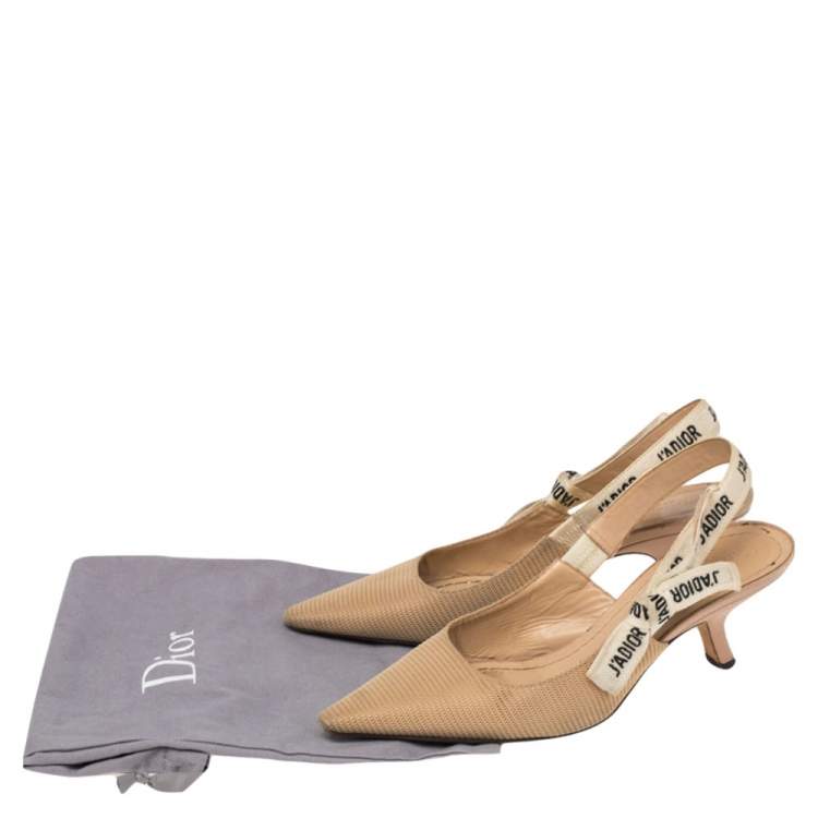 Pre Owned Dior Beige Canvas J'Adior Slingback Sandals Size 37.5