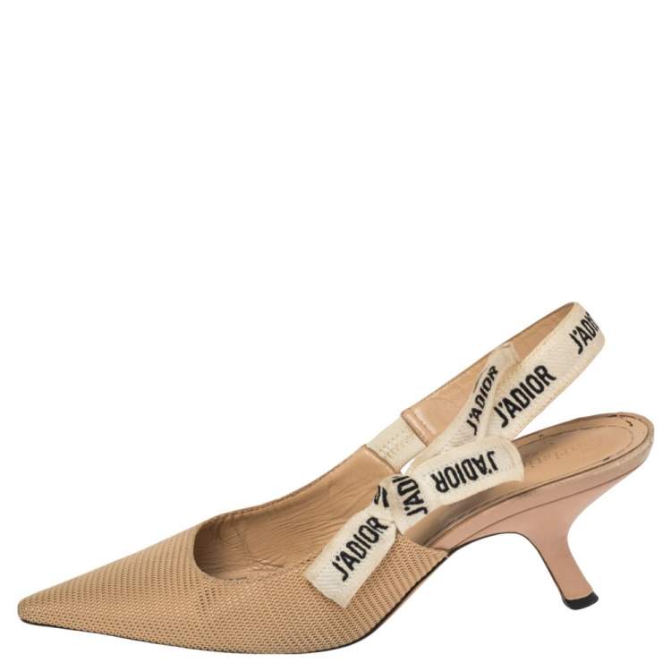 Pre Owned Dior Beige Canvas J'Adior Slingback Sandals Size 37.5