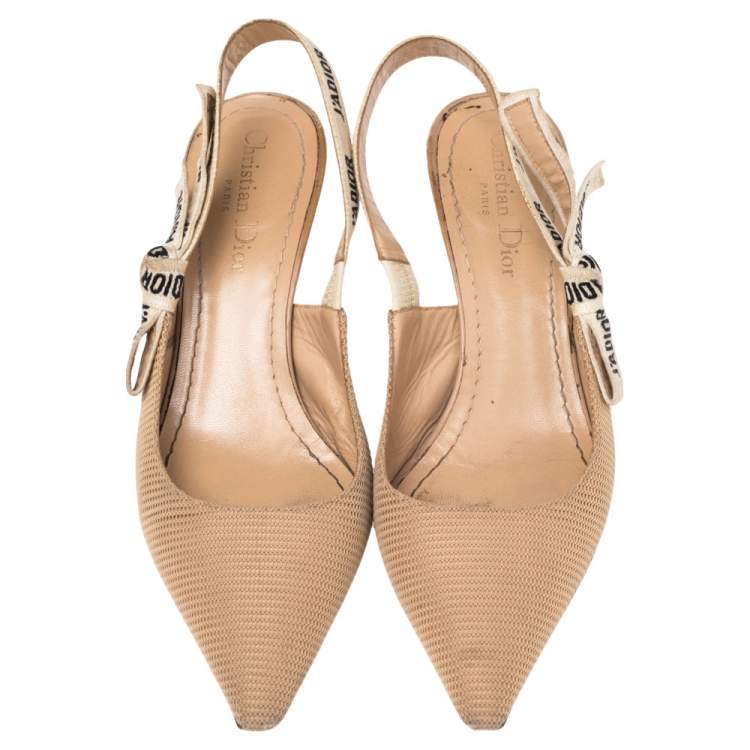 Pre Owned Dior Beige Canvas J'Adior Slingback Sandals Size 37.5