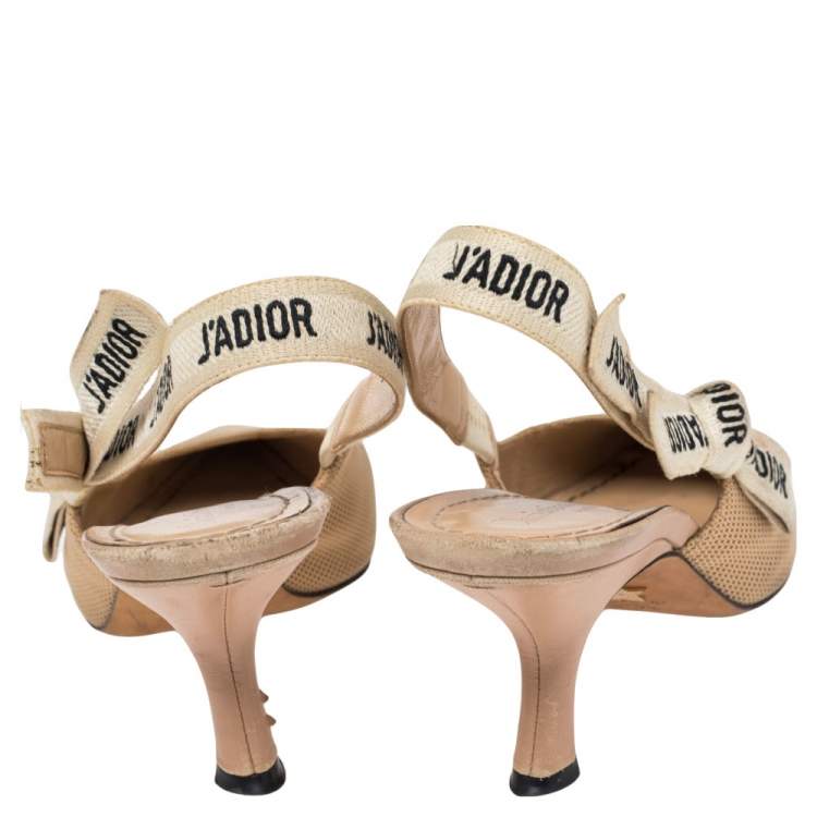 Pre Owned Dior Beige Canvas J'Adior Slingback Sandals Size 37.5