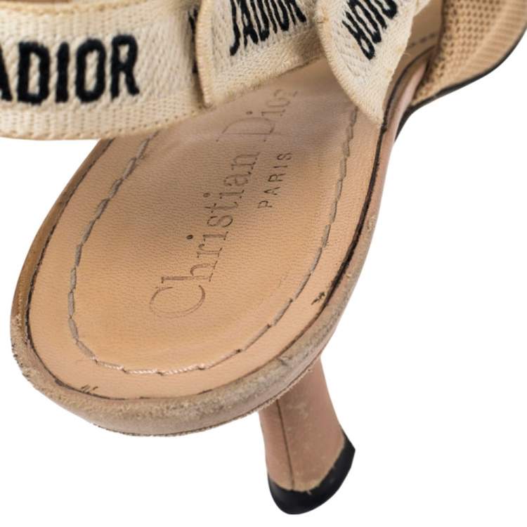 Pre Owned Dior Beige Canvas J'Adior Slingback Sandals Size 37.5