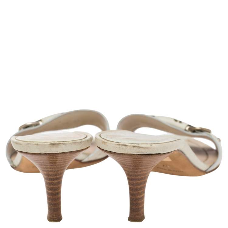 Pre Owned Dior White Leather My Dior Mule Sandals Size 37