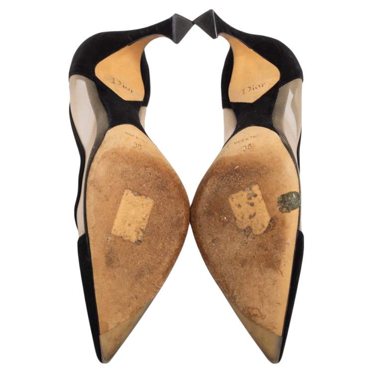 Pre Owned Dior Black Suede and Mesh Songe Pointed Toe Pumps Size 36