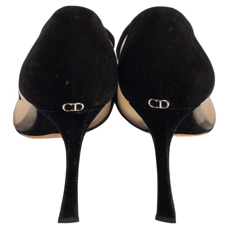 Pre Owned Dior Black Suede and Mesh Songe Pointed Toe Pumps Size 36