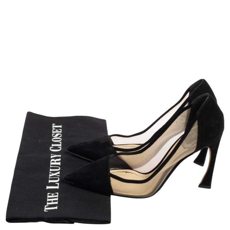 Pre Owned Dior Black Suede and Mesh Songe Pointed Toe Pumps Size 36
