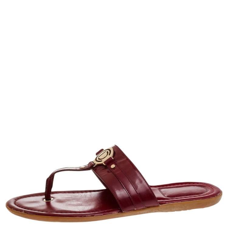 Pre Owned Dior Red Leather Sandals Size 38