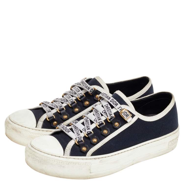 Pre Owned Dior Blue/White Walk'n'Dior Low Top Sneakers Size 36.5