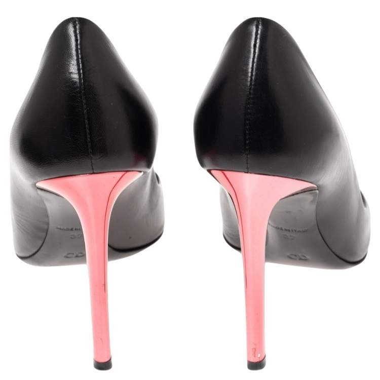 Pre Owned Dior Black/Rose Leather Sublime Pumps Size 37