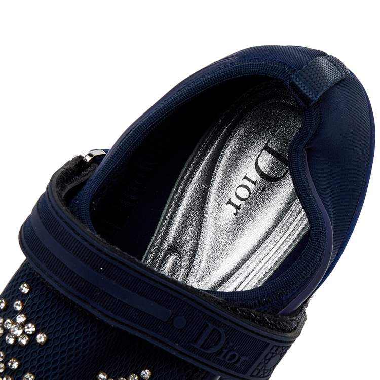 Pre Owned Dior Blue/Yellow Mesh And Fabric Fusion Sneakers Size 39