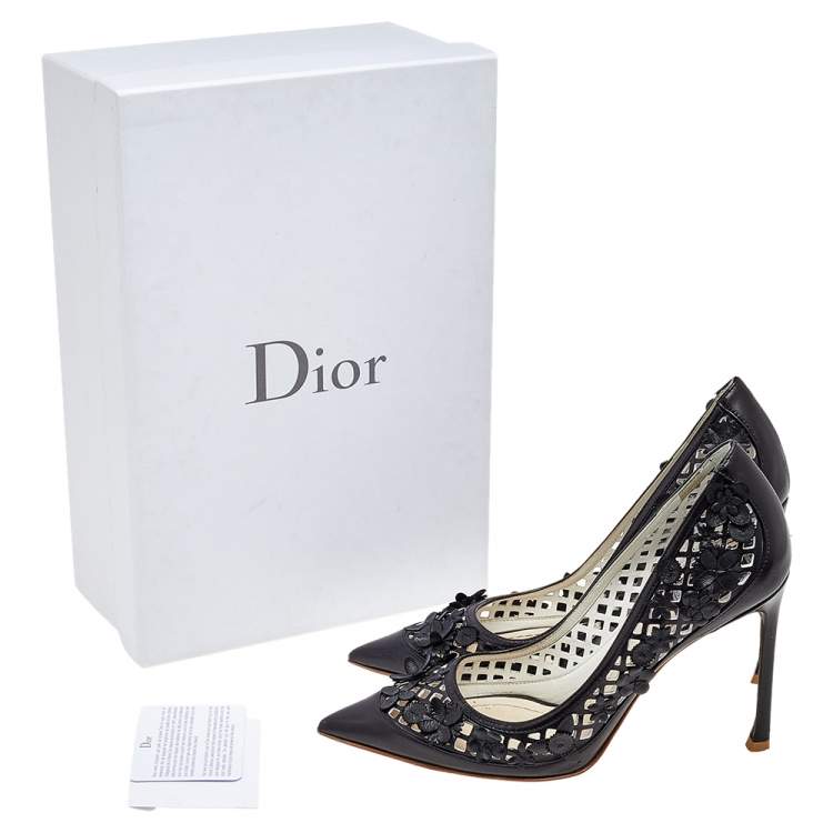 Pre Owned Dior Black Leather Flore Pointed Toe Pumps Size 37