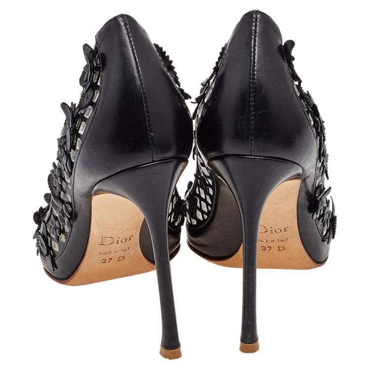 Pre Owned Dior Black Leather Flore Pointed Toe Pumps Size 37
