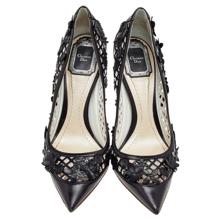 Pre Owned Dior Black Leather Flore Pointed Toe Pumps Size 37