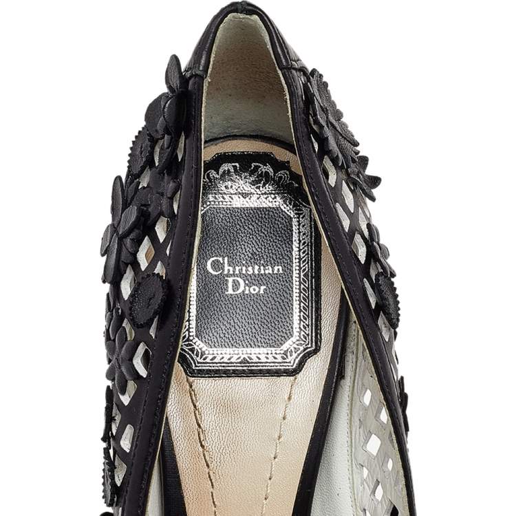 Pre Owned Dior Black Leather Flore Pointed Toe Pumps Size 37