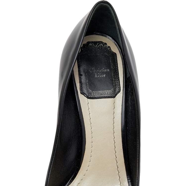 Pre Owned Dior Black Leather Bow Pumps Size 36.5