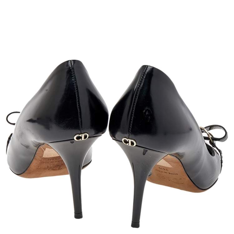 Pre Owned Dior Black Leather Bow Pumps Size 36.5
