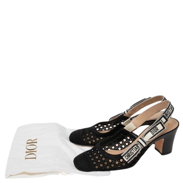 Pre Owned Dior Black Fabric Moi Slingback Sandals Size 36.5