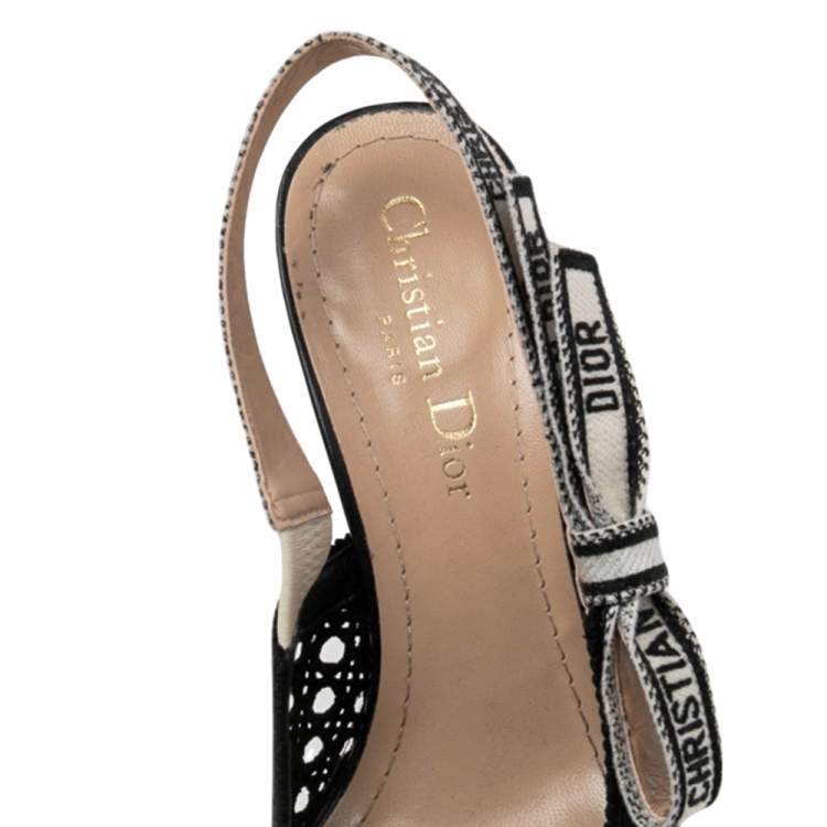 Pre Owned Dior Black Fabric Moi Slingback Sandals Size 36.5