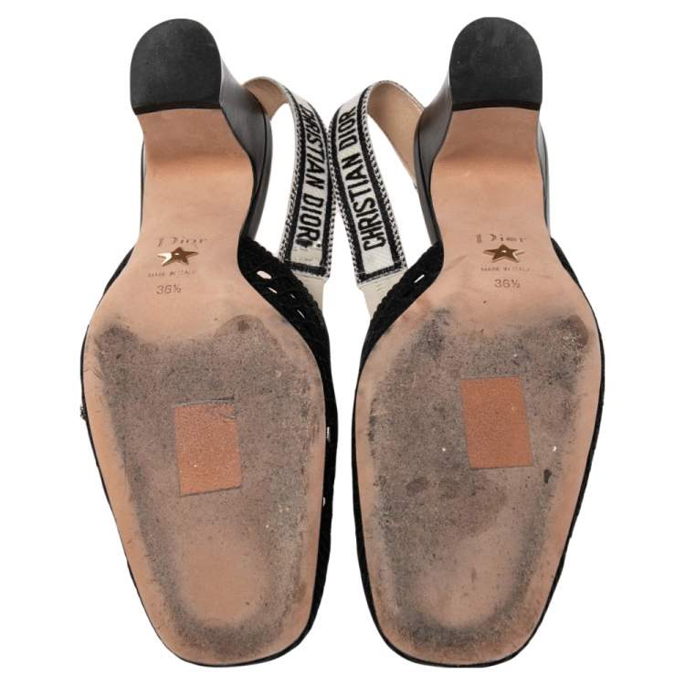 Pre Owned Dior Black Fabric Moi Slingback Sandals Size 36.5