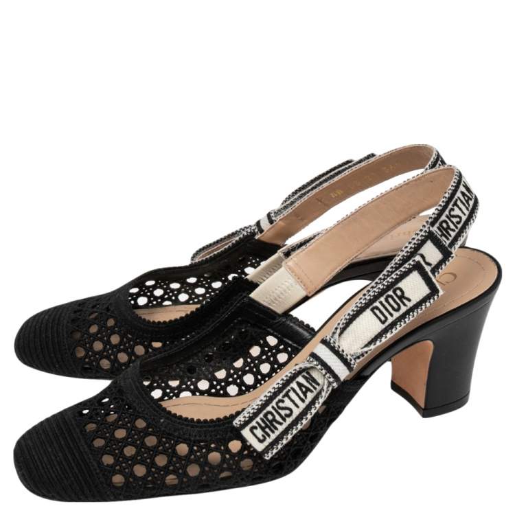 Pre Owned Dior Black Fabric Moi Slingback Sandals Size 36.5